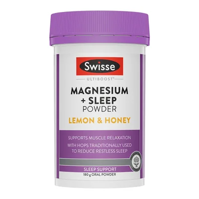 Swisse Ultiboost Magnesium + Sleep Powder - Lemon & Honey Flavor 180g