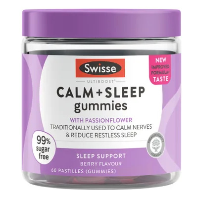 Swisse Ultiboost Calm+Sleep Gummies 60 Gummies - Natural Berry Flavour